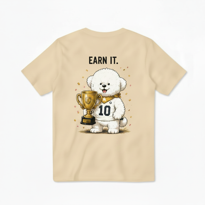 Earn It Fluffy Dog Soccer Champion Graphic Tee