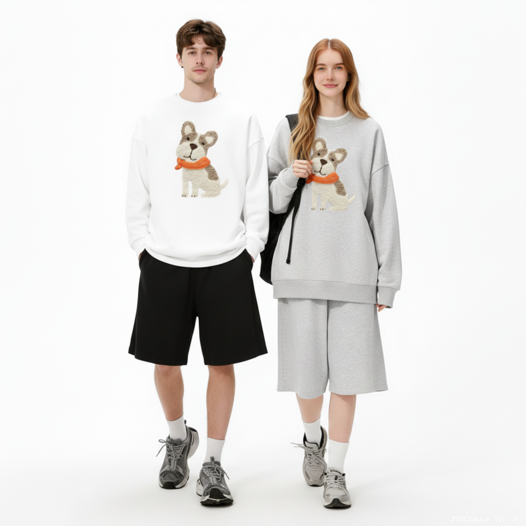 Gray French Bulldog Orange Scarf Dog Gift Crewneck C1078