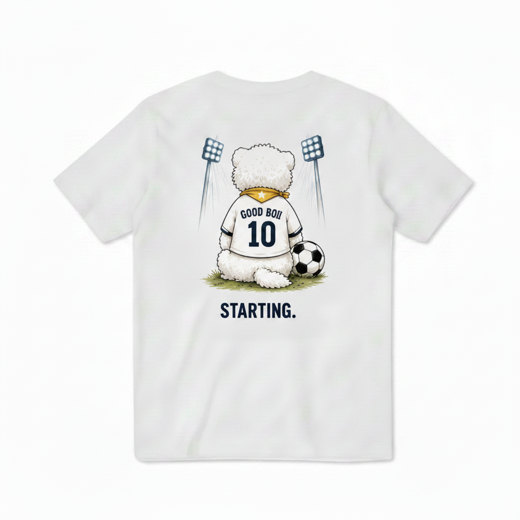 Starting Good Boii Fluffy Dog Soccer Graphic Tee