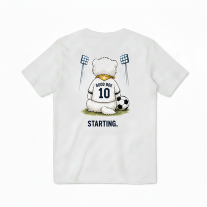 Starting Good Boii Fluffy Dog Soccer Graphic Tee