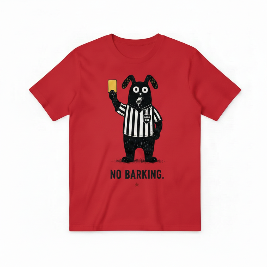 No Barking Funny Soccer Referee Dog Graphic Tee