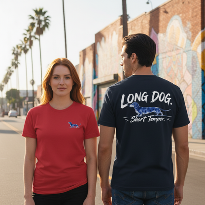 Long Dog Short Temper Dachshund Funny Graphic Tee