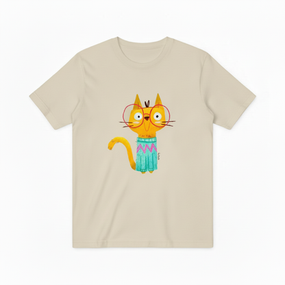 Quirky Cat with Glasses Funny Graphic T-Shirt T6003