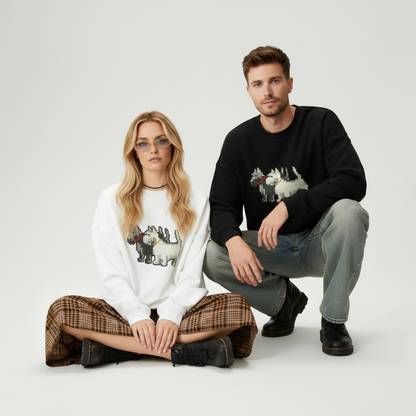 Two Westie Dogs Pixel Duo Graphic Crewneck C1081