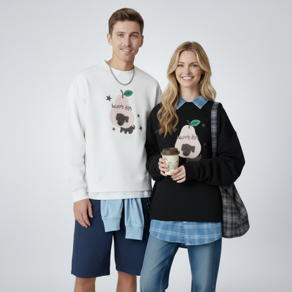 Happy Dog Pear Fruit Graphic Crewneck C1082