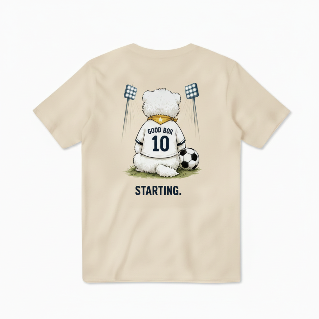 Starting Good Boii Fluffy Dog Soccer Graphic Tee