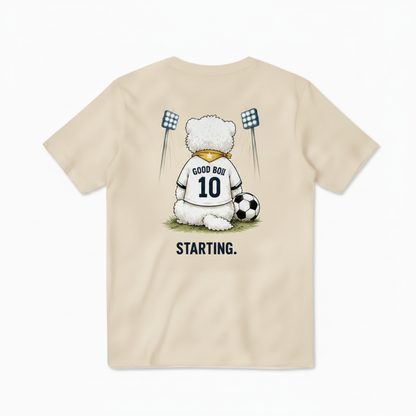 Starting Good Boii Fluffy Dog Soccer Graphic Tee