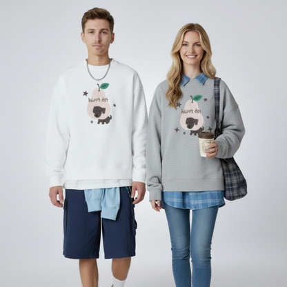 Happy Dog Pear Fruit Graphic Crewneck C1082