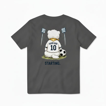 Starting Good Boii Fluffy Dog Soccer Graphic Tee