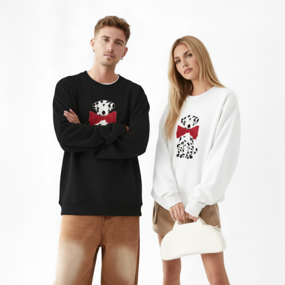 Cute Dalmatian Oversized Red Bow Pet Crewneck C1083