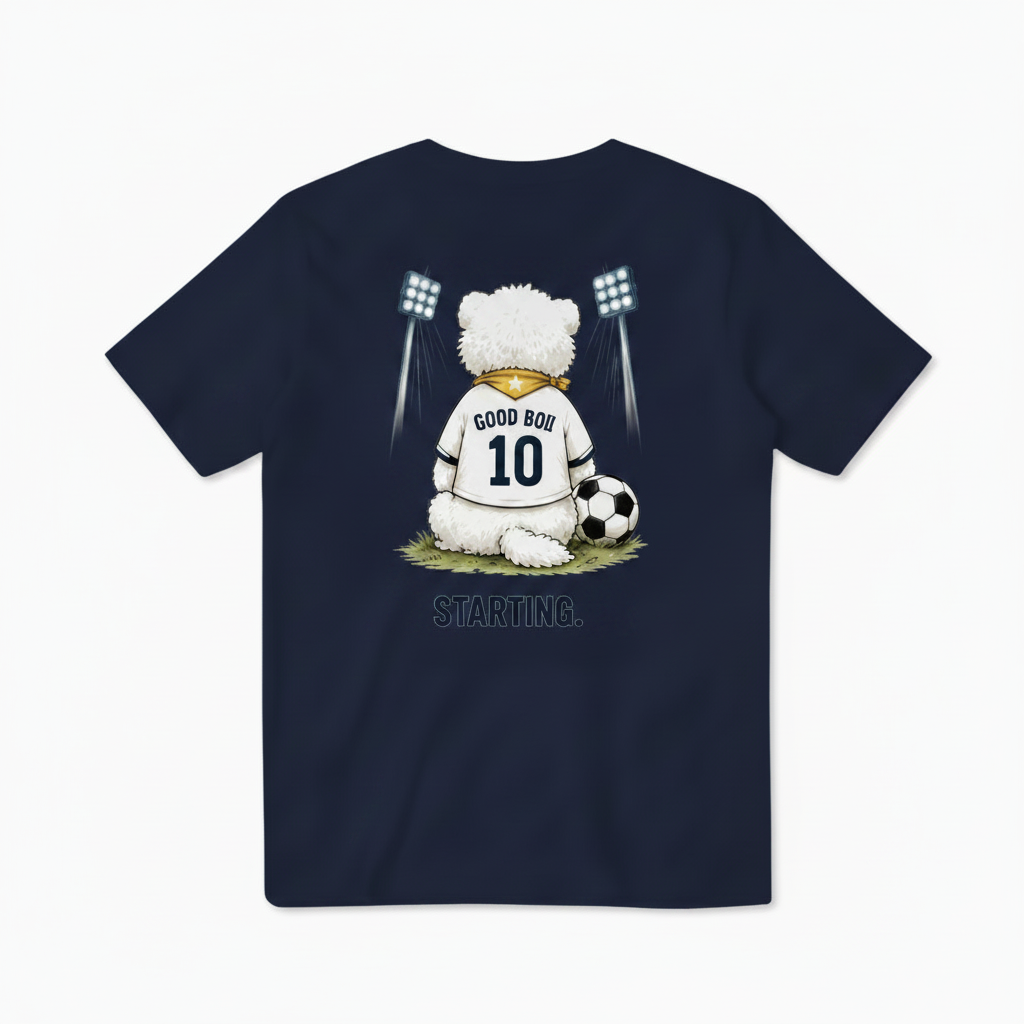 Starting Good Boii Fluffy Dog Soccer Graphic Tee