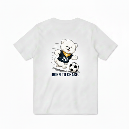 Born to Chase Fluffy Dog Soccer Graphic Tee