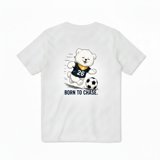Born to Chase Fluffy Dog Soccer Graphic Tee