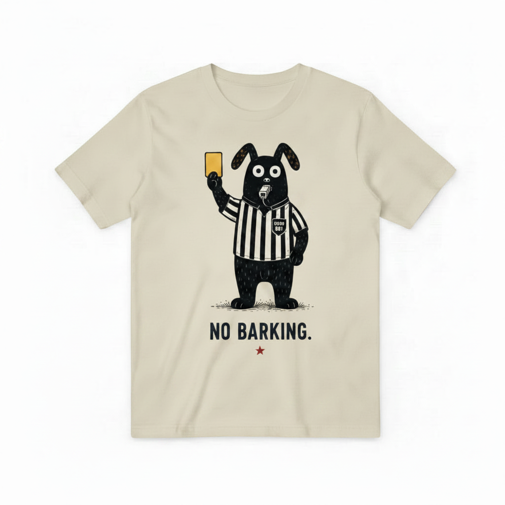 No Barking Funny Soccer Referee Dog Graphic Tee