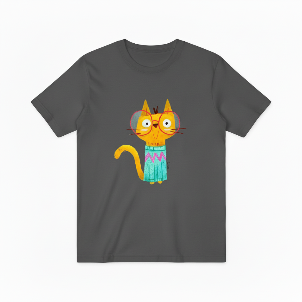 Quirky Cat with Glasses Funny Graphic T-Shirt T6003
