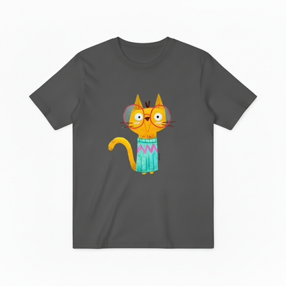 Quirky Cat with Glasses Funny Graphic T-Shirt T6003