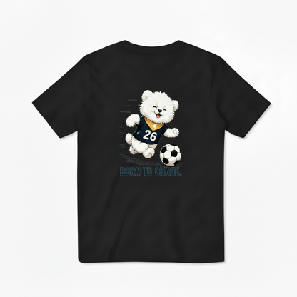 Born to Chase Fluffy Dog Soccer Graphic Tee