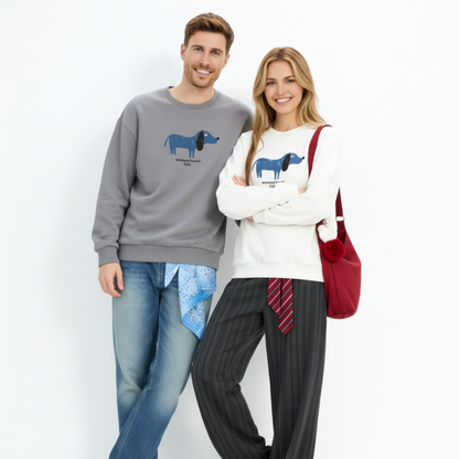 Weekend Rouge Cute Blue Wiener Dog Crewneck C1085
