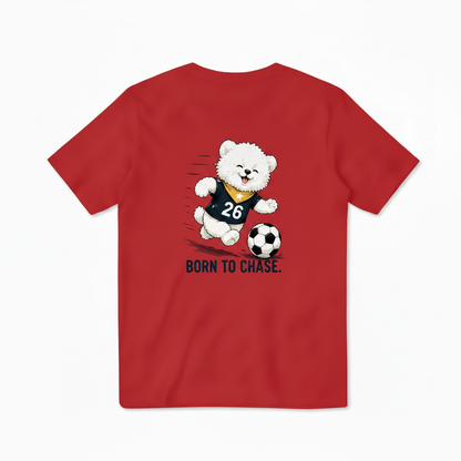 Born to Chase Fluffy Dog Soccer Graphic Tee
