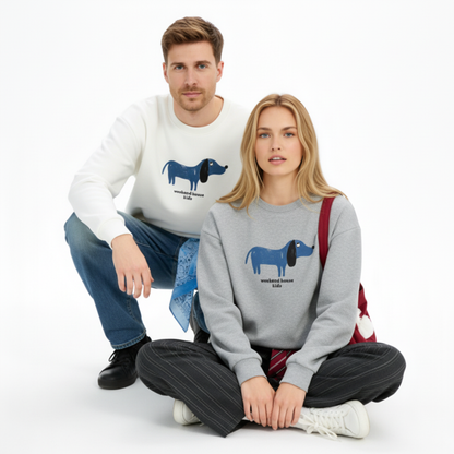 Weekend Rouge Cute Blue Wiener Dog Crewneck C1085