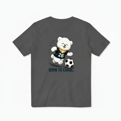 Born to Chase Fluffy Dog Soccer Graphic Tee