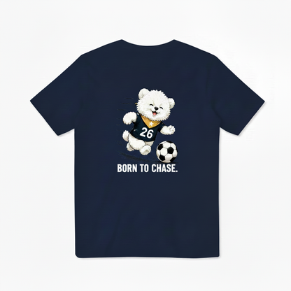 Born to Chase Fluffy Dog Soccer Graphic Tee