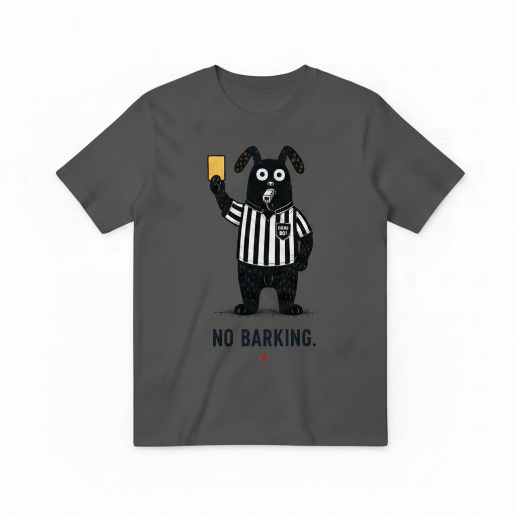 No Barking Funny Soccer Referee Dog Graphic Tee