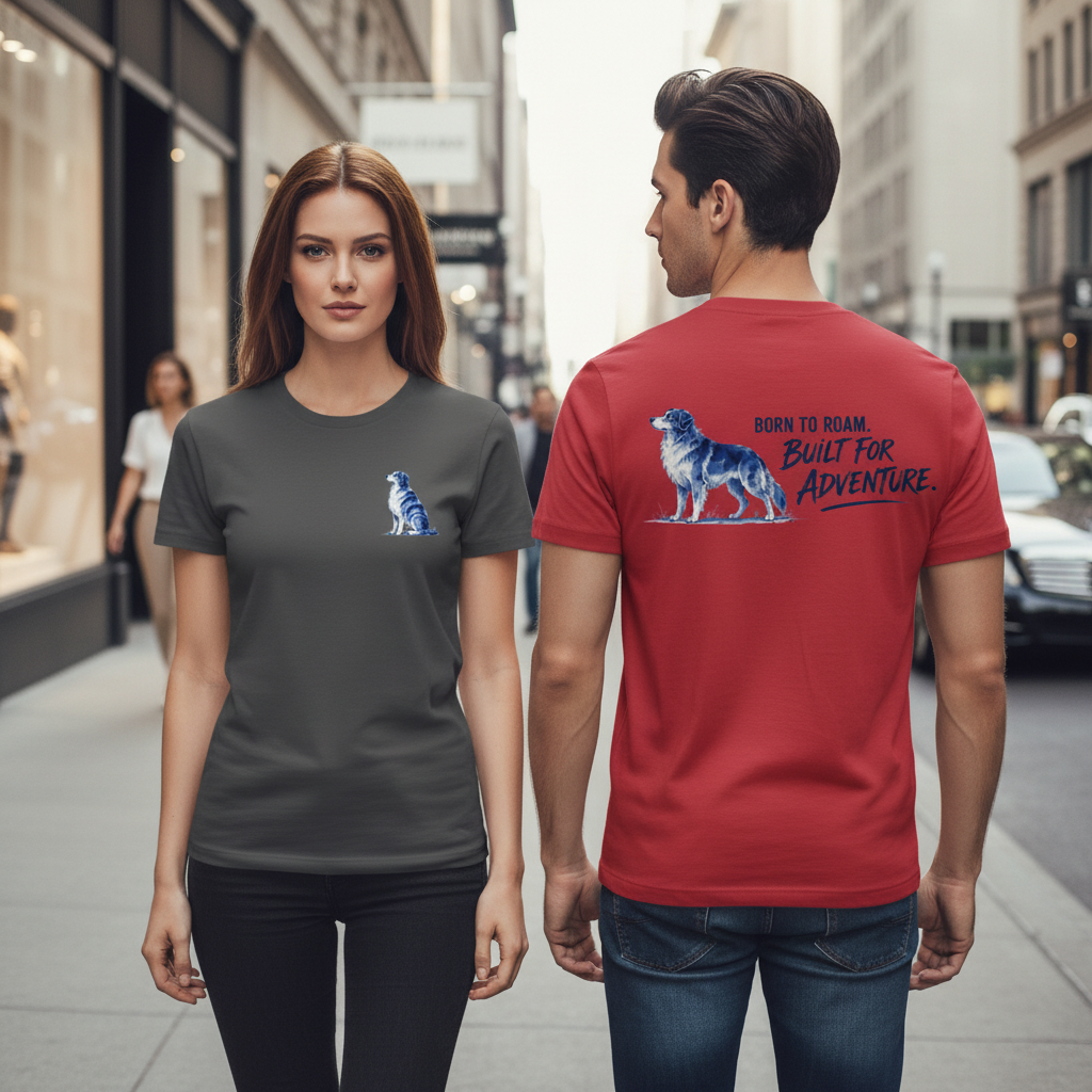 Born to Roam Built for Adventure Aussie Dog Graphic Tee
