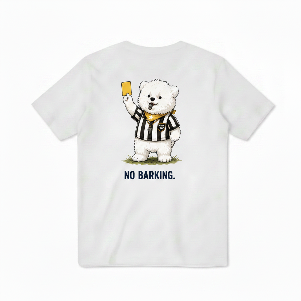 No Barking Fluffy Dog Soccer Referee Graphic Tee