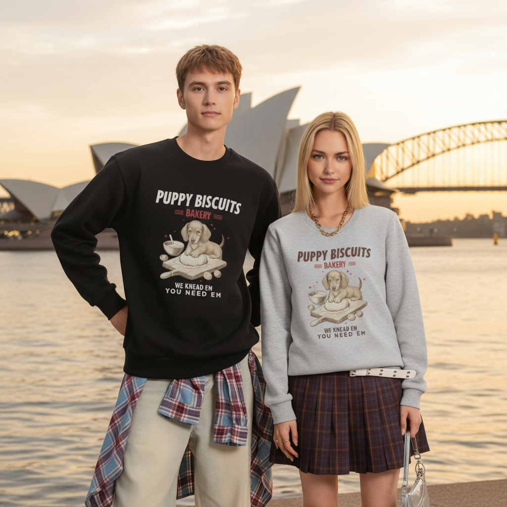 Funny Puppy Biscuits Bakery Dog Lover Crewneck C1089