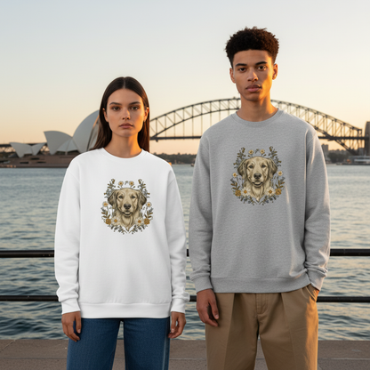 Golden Retriever Floral Daisy Graphic Crewneck C1090