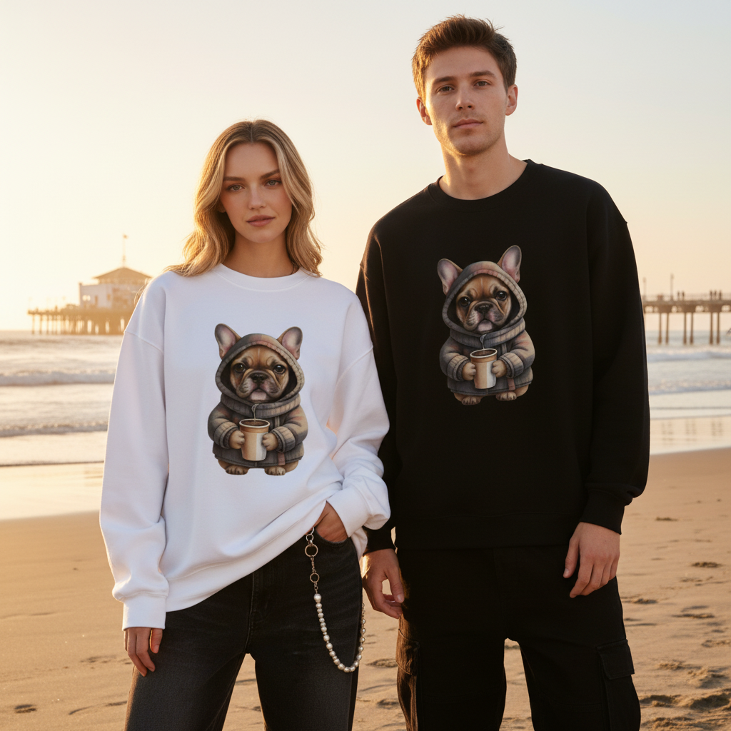 Cozy Frenchie Coffee Lover Dog Gift Crewneck C1091