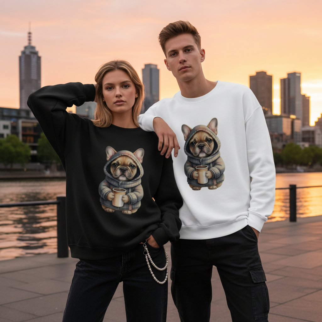 Cozy Frenchie Coffee Lover Dog Gift Crewneck C1091