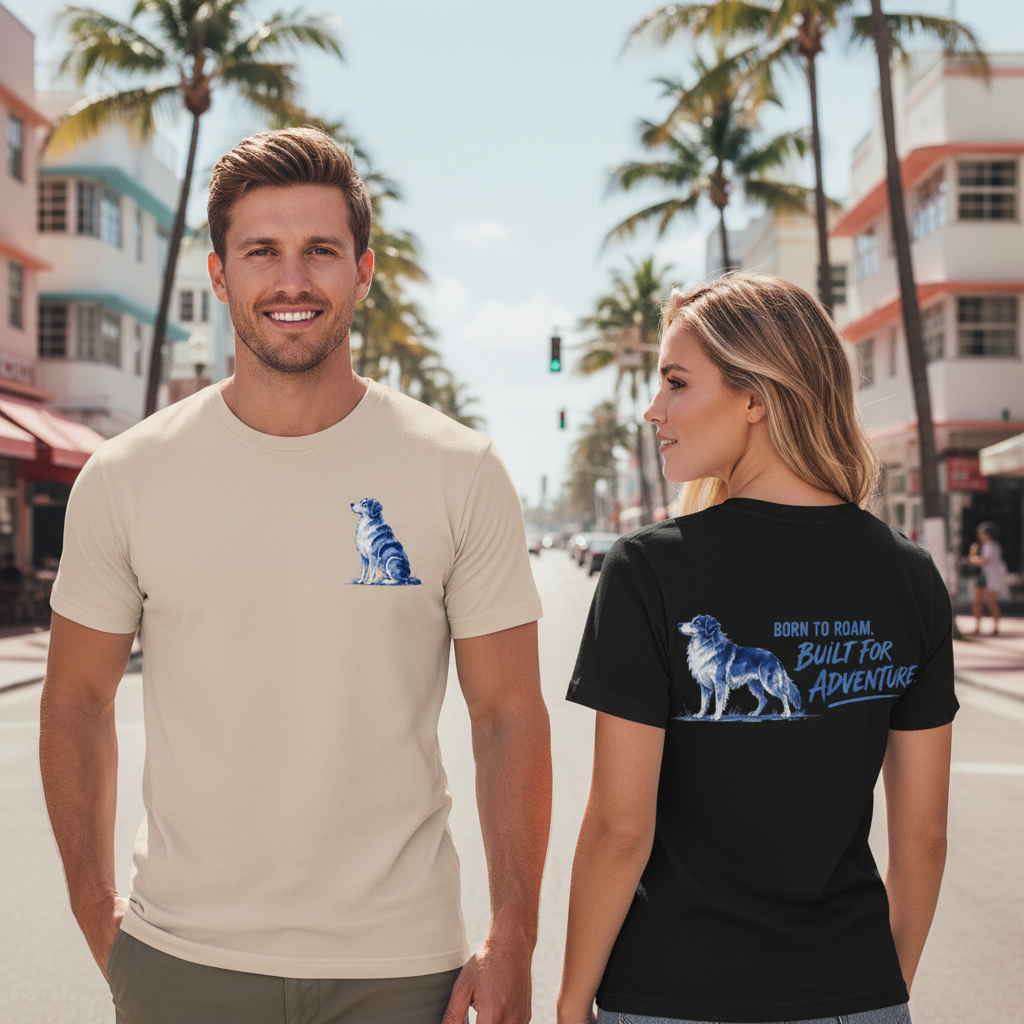 Born to Roam Built for Adventure Aussie Dog Graphic Tee