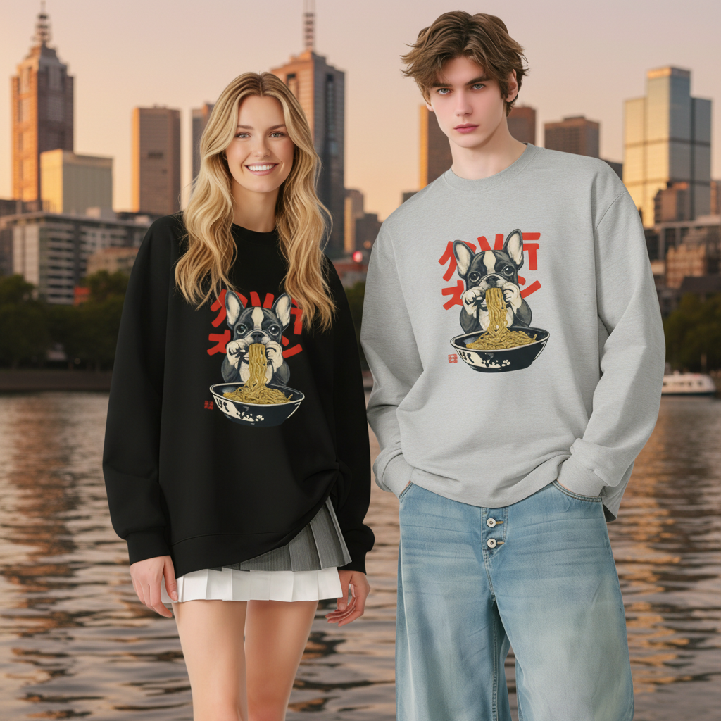 Frenchie Ramen Japanese Art Graphic Crewneck C1092
