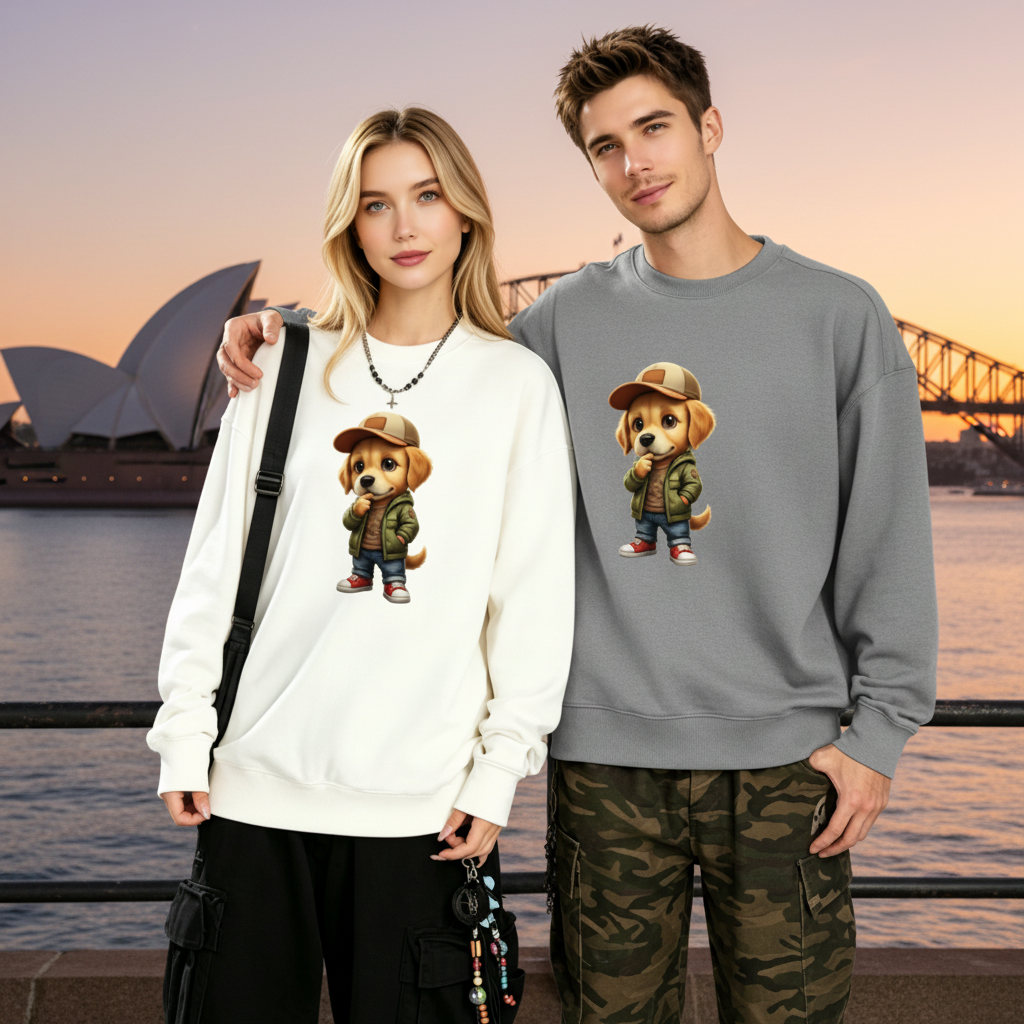 Cool Golden Retriever Puppy Street Style Crewneck C1093