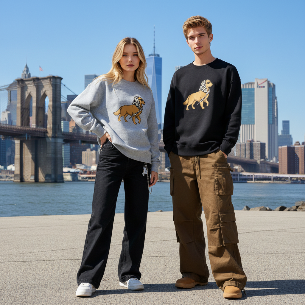 Sassy Golden Retriever Leopard Sunglasses Dog Crewneck C1094