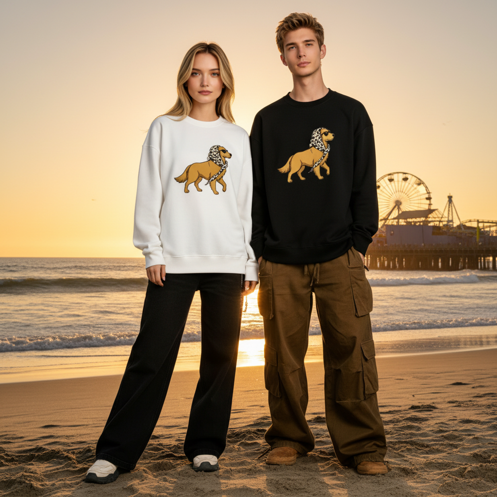 Sassy Golden Retriever Leopard Sunglasses Dog Crewneck C1094
