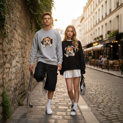 Cute Corgi Puppy Torn Hole 3D Crewneck C1095