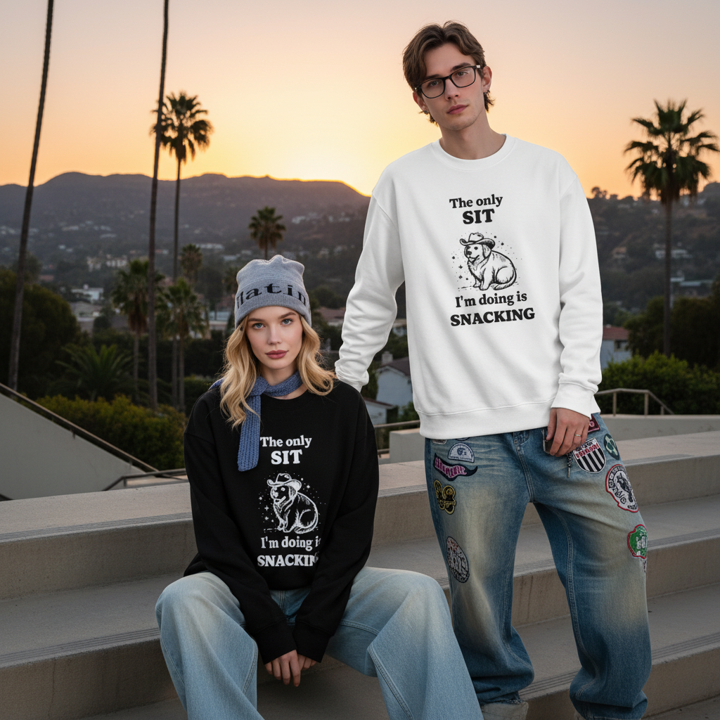 The Only Sit I'm Doing Is Snacking Crewneck C1097