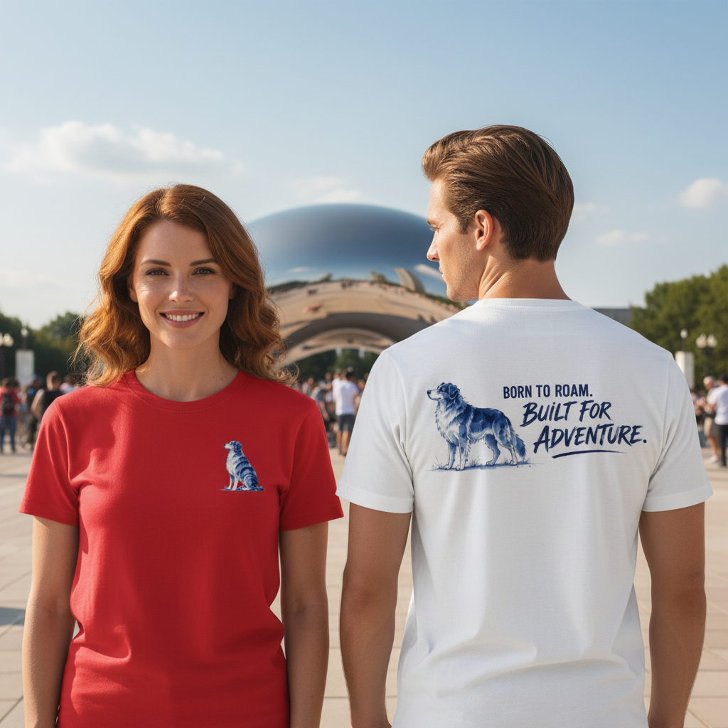 Born to Roam Built for Adventure Aussie Dog Graphic Tee