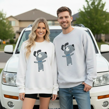 Cute Messy Hair Dog Pet Lover Crewneck C1017