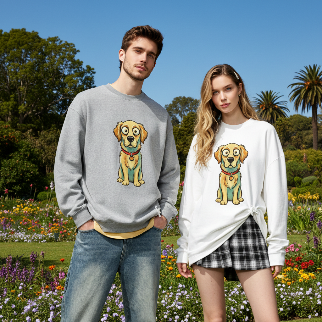 Big Eye Golden Retriever Cartoon Crewneck C1102