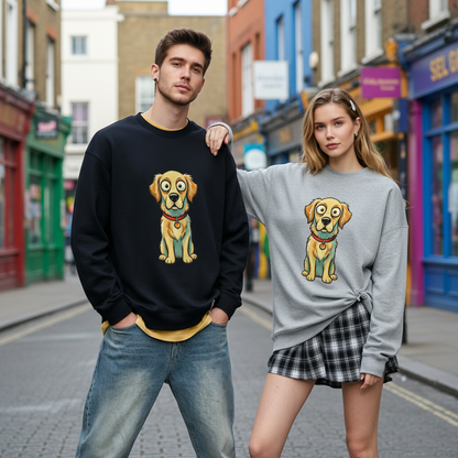 Big Eye Golden Retriever Cartoon Crewneck C1102