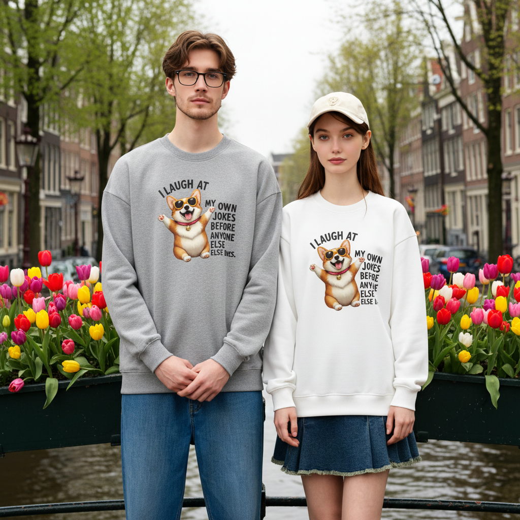 I Laugh At My Own Jokes Corgi Crewneck C1103