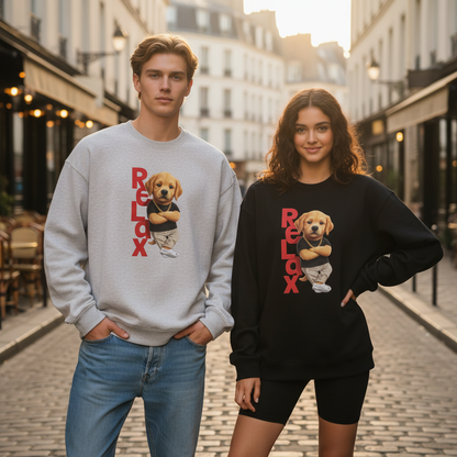 Relax Cool Golden Puppy Streetwear Crewneck C1104