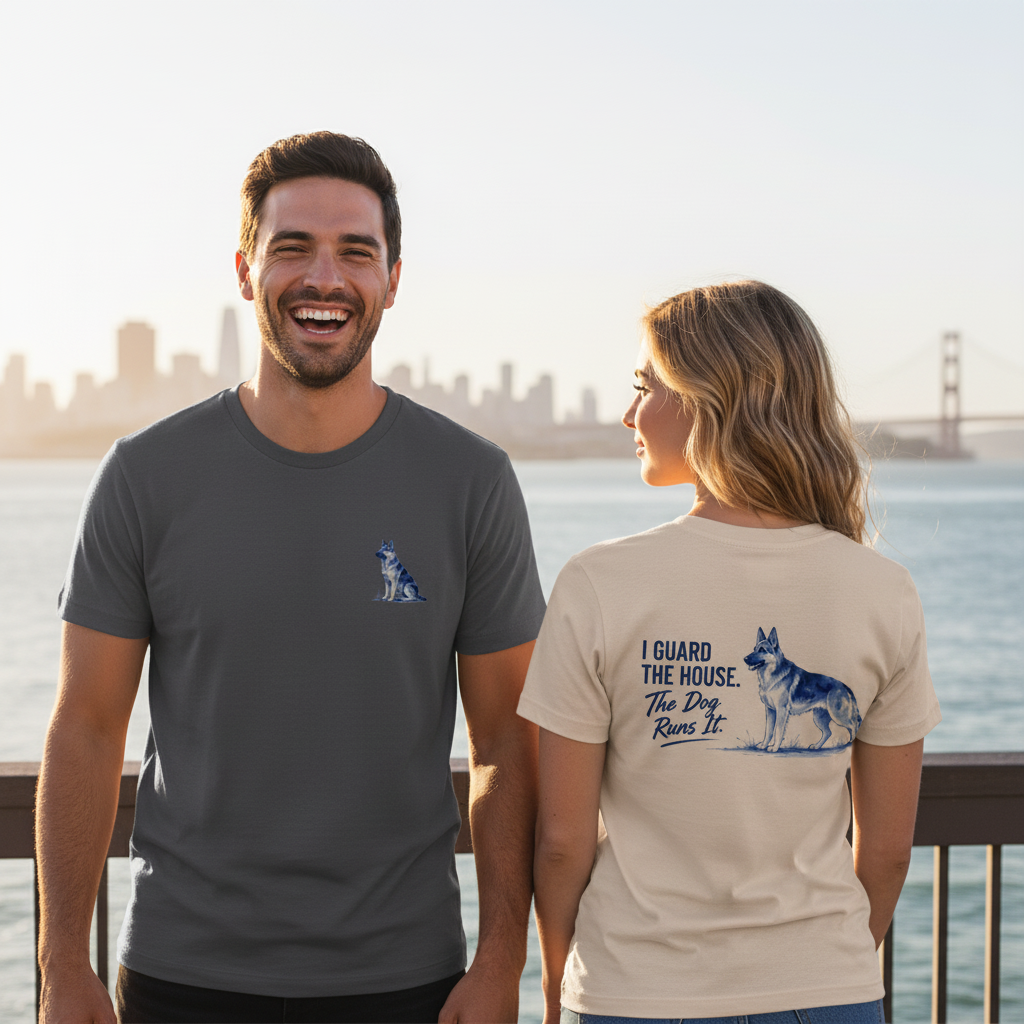 The Dog Runs It Funny German Shepherd Graphic Tee