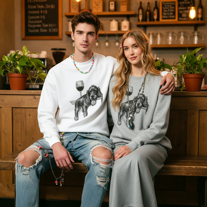 Cocker Spaniel Red Wine Sketch Crewneck C1108