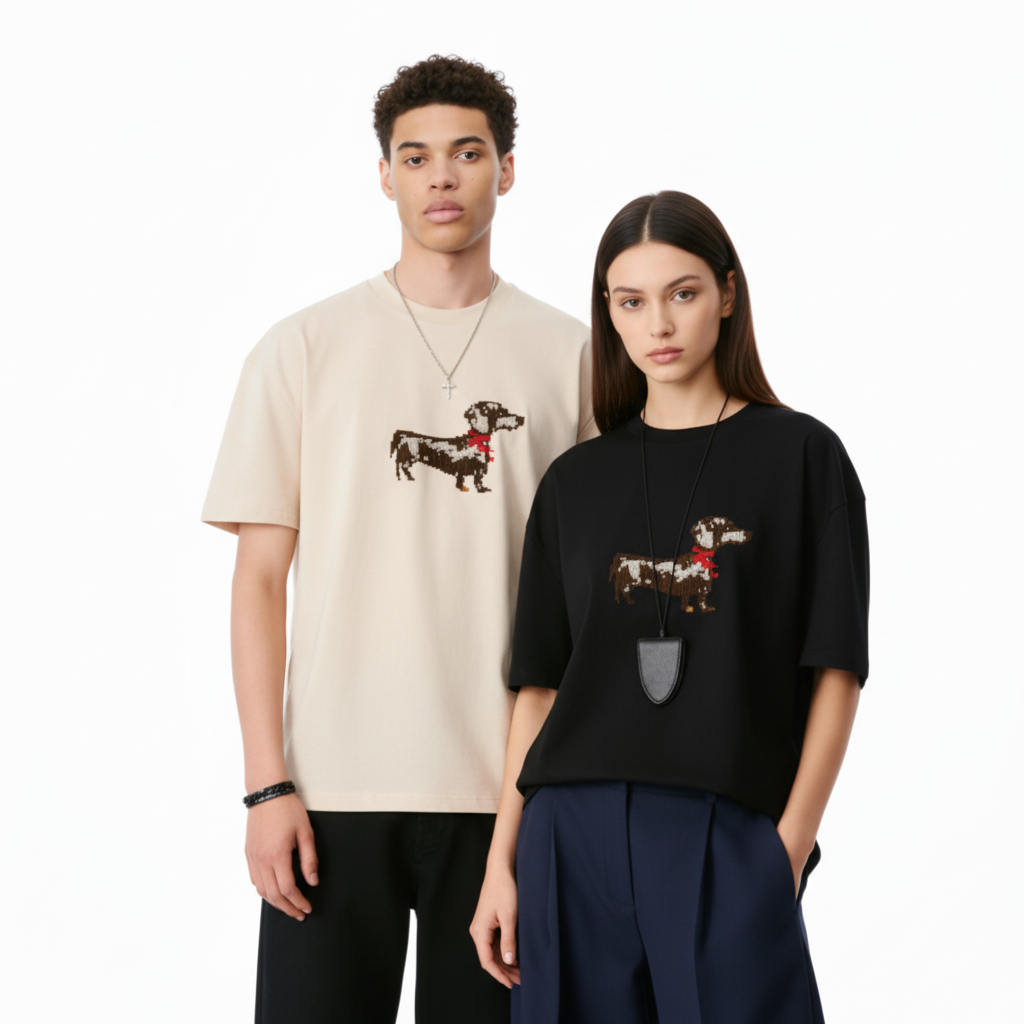 Dachshund Red Scarf Pixel Graphic Tee T7078