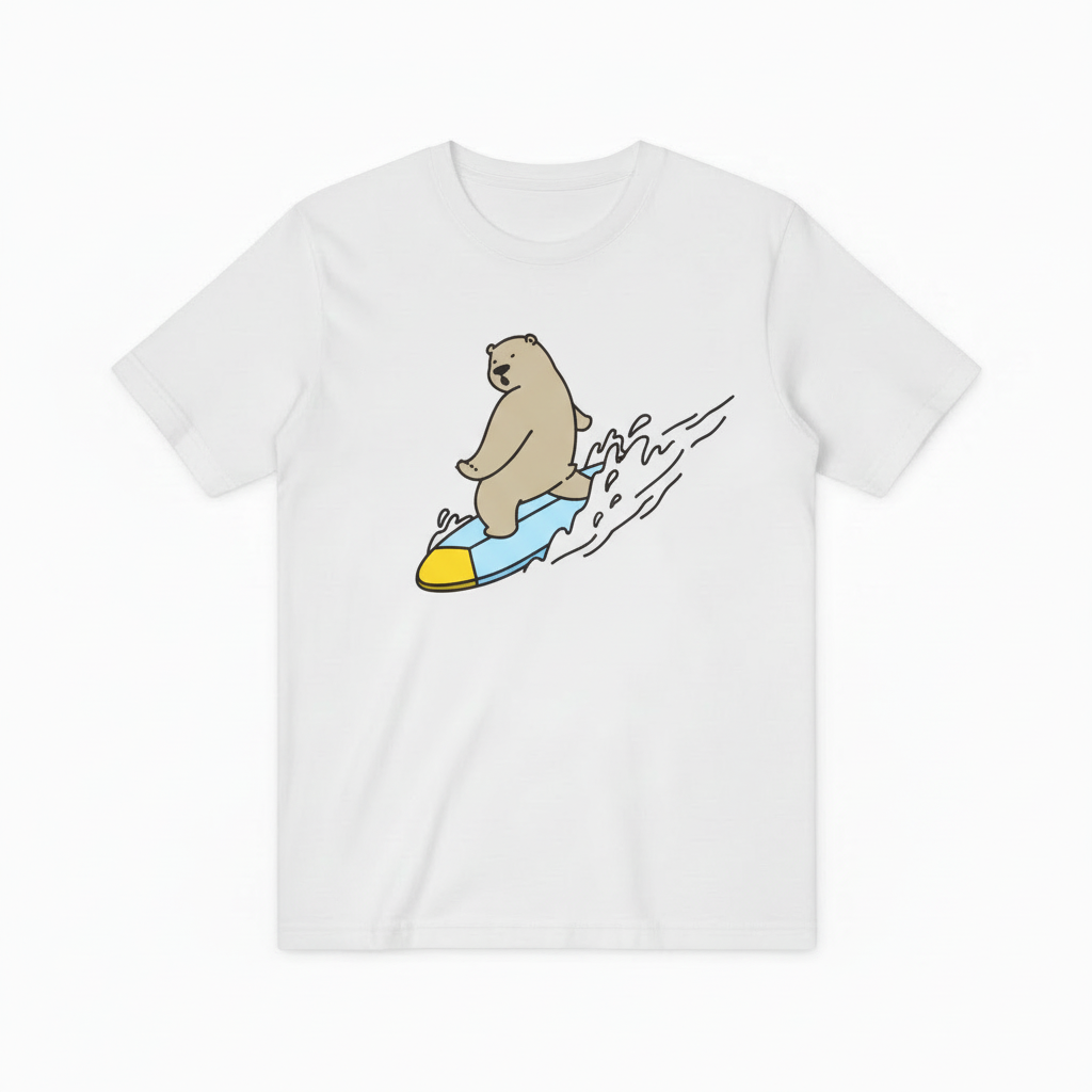 Cool Bear Surfer Graphic Tee Summer Vibes T-Shirt T6010